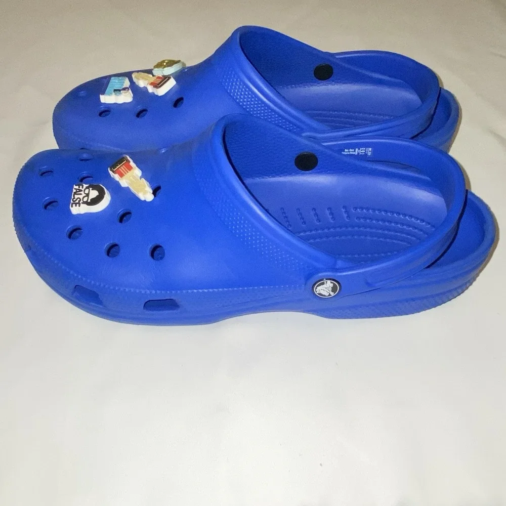 Crocs Royal Blue Men's Size 12‎ Jibbitz The Office Funny Humor
